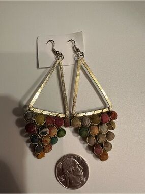 Multicolor Metallic Triangle Drop Earrings